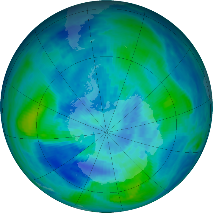 Antarctic ozone map for 27 March 1991